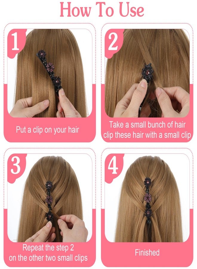 Tyqour 12PCS Sparkling Crystal Stone Braided Hair Clips for Women and Girls, Braided Hair Clip Rhinestone Four-Leaf Duckbill Clips for Styling Decorative Rhinestone Hairstyle Accessories - Image 5